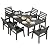 AMERLIFE 7-Piece HDPE Outdoor Dining Table Set with 6 Chairs, 71" L Patio Dining Furniture Set with Umbrella Hole, Modern Dinner Table & Chairs Set for Garden, Backyard, Poolside, Black