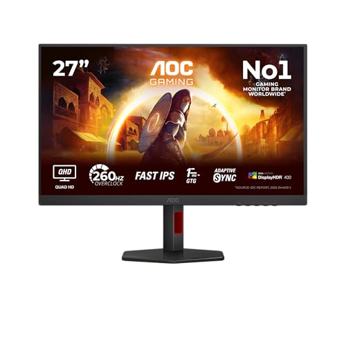 Image of AOC Zr Computer Monitor 68.6 Cm (27 inch) 2560 X 1440 Pixels Quad, W129162796 ((27) 2560 X 1440 Pixels Quad Hd Led Black, Red)