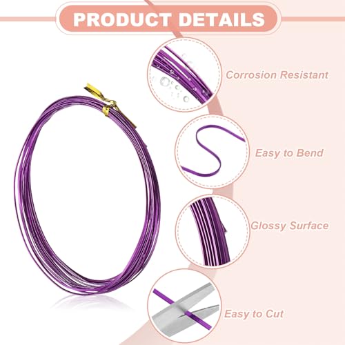 Image of uxcell 1 Rolls 24 Gauge Flat Aluminum Wire, 16.40 ft Soft Craft Wire for Flower Bonsai Crafts Carving DIY Bezel Sculpting Gem Metal Wrap, Purple