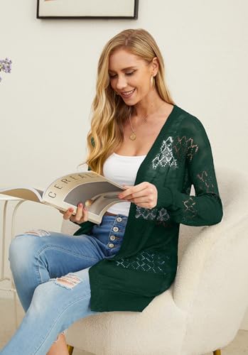 Image of GRECERELLE Lightweight Cardigan Sweaters for Women Crochet Knit Open Front Long Sleeve Loose Casual Boho Summer Beach Coverup