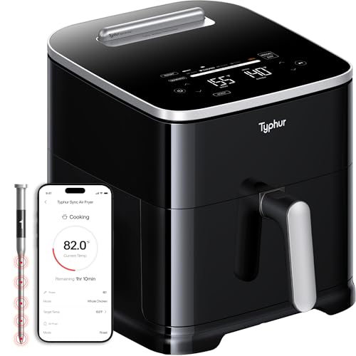 Deal: Typhur 8QT Sync Air Fryer with Built-in Wireless Meat Thermometer, 9-in-1 Smart Non Toxic Ceramic Airfryer for Quick Easy Meals, 450°F Max, Cooks 6lb Whole Chicken, Dishwasher Safe, 120V