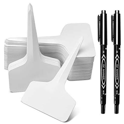 125 STK Pflanzenschilder, T-Form Plastik Pflanzenstecker Stecketiketten zum Beschriften Garten Etiketten Stecketiketten Kunststoff(weiß) Cover