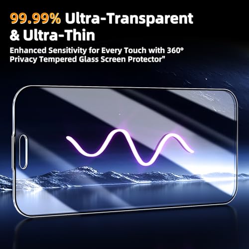Image of Mr.Shield 360 True Privacy Screen Protector Tempered Glass Guard for iPhone 16 Pro Max, 4-Way Anti-Spy with Easy Installation Kit, 9H Hardness, 3D Curved Edges, Case-Friendly