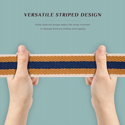 Image of chushui Woven Stripe Purse Straps,Replacement Crossbody Wide Shoulder Adjustable Strap for Bag Handbags,Blue and Brown and Khaki