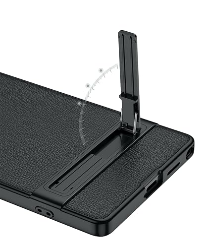 Image of BOUNCEBACK Vegan Leather Hard Back Case /Cover with Kick Stand for Samsung Galaxy S25 Ultra 5g - (Carbon Black | Faux Leather)
