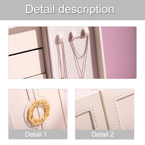Étui à bijoux en cuir synthétique avec plusieurs compartiments et velours