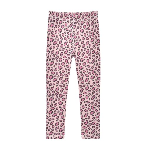 ZZKKO Girls Leggings Pink Leopard Print Toddler Girls Clothes Toddler Comfortable Bottoms Girl Leggings 3T-10Y