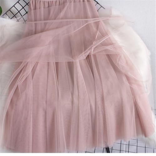 Women Big Hem Long Tulle Skirt Casual Simple Solid 3 Layers A Line High Waist Maxi Skirt4