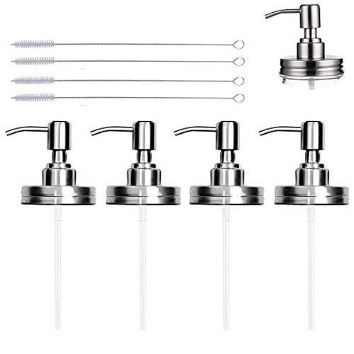 Preisvergleich Produktbild Bestine Seifenspenderdeckel, 8 Stück, Edelstahl, Einmachglas, Handlotion, Flüssigkeitsspender, Pumpdeckel für Badezimmer, Küche