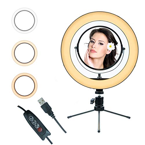 Up To 60% OFF 10 Ring Light with Stand and Cell Phone Holder, Dimmable Desk Makeup Selfie Mirror, Perfect for Live Streaming&YouTube Video Photography, 3 Light Modes & 11 Brightness Levels Best Cyber Deals 🔥 10 Ring Light with Stand and Cell Phone Holder, Dimmable Desk Makeup Selfie Mirror, Perfect for Live Streaming&YouTube Video Photography, 3 Light Modes & 11 Brightness Levels