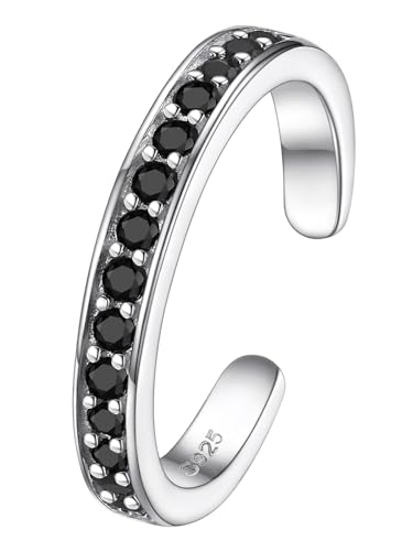 FOCALOOK Anillos de plata de ley 925 abiertos y ajustables para mujeres y señoras antiguas con circonita cúbica celta, anillo liso para verano, playa (con caja de regalo), Plata de ley Piedra Cristal