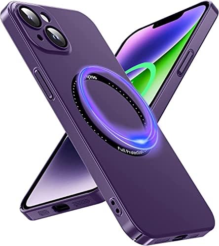 Flyzoo Magnetic Case for iPhone 14 Plus Compatible with MagSafe [Built-in Lens Film] Camera Protection Phone Case (Scratch-Resistant & Anti-Fingerprint) Hard Back Cover Ultra Slim Fit, Nightpurple