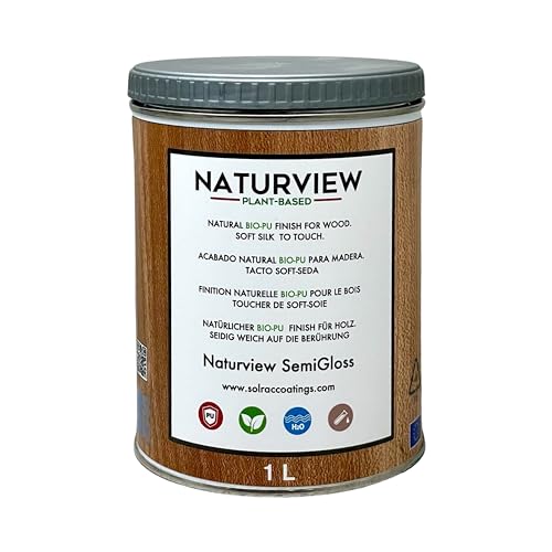 NATURVIEW A12W103 - Barniz Para Madera Poliuretano BIO al Agua. Interior. Tacto Soft-Seda. (Semi-Brillo, 1L)