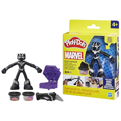 Play-Doh Marvel Black Panther Cutting Claws with Bendy Action Figure, Imagination Toys for 4 Year Old Boys and Girls and Up by Play-Doh - Used condition - US$5.65