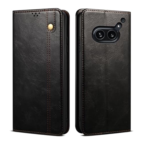 Image of Cubix Flip Cover for Nothing Phone 2a Case Leather Wallet Cover with Kickstand Card Slots Magnetic Closure (Black)