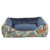 Golden Dog Hundebett Hundekorb Waschbarer Hundekorb Flauschige Hundematratze mit erhöhten Rändern Weiches Hundesofa, Katzen Samt „Square Kinia“ (Vögel, XL)
