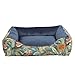 Golden Dog Hundebett Hundekorb Waschbarer Hundekorb Flauschige Hundematratze mit erhöhten Rändern Weiches Hundesofa, Katzen Samt „Square Kinia“ (Vögel, XL)