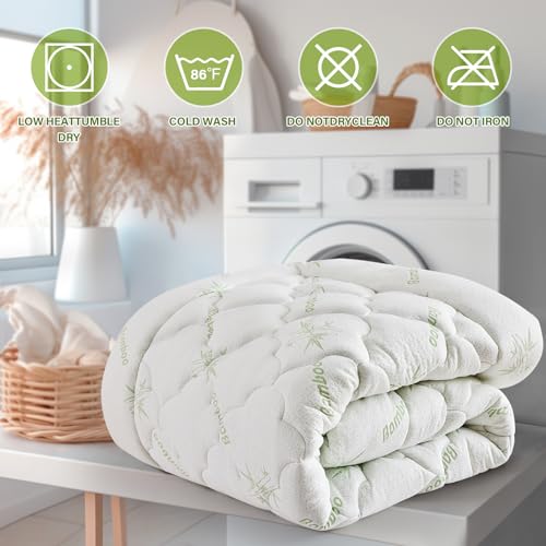 CYMULA Roupa de cama de bambu acolchoado colchão top king size 188 x 80 polegadas, capa de colchão m