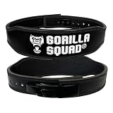 GORILLA SQUAD レバーアクションベルト ナロータイプ【肋骨への干渉がない】パワーベルト レザーベルト リフティングベルト(2XL/ブラック)