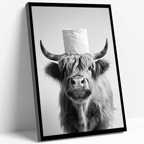 Funny Highland Cattle Bathroom Wall Art