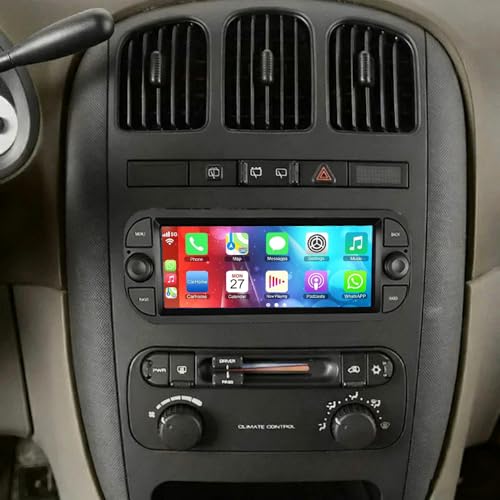 6,86 cala Double Din radio samochodowe do Dodge Caravan 2000-2010 z bezprzewodowym Carplay Android 14 GPS nawigacja Head Unit ekran DAB Bluetooth kamera cofania Mirror Link FM/RDS SWC 2+32G