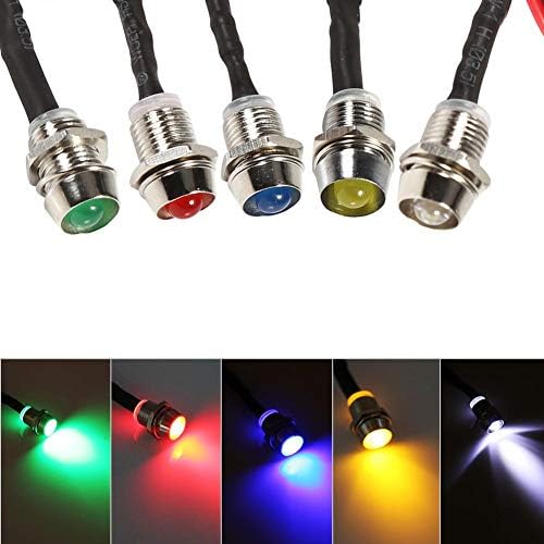 4 Pcs 12v LED Warning Light Indicator Lamp Car Van Boat Indicator Light Pilot Dash Bulbs Directional Lamp, 8mm(Blue)