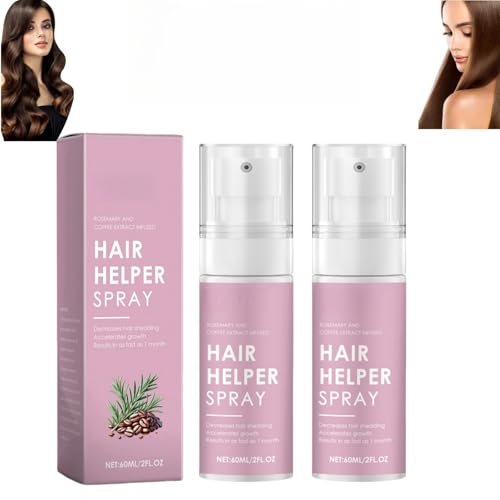 Spray para el crecimiento del cabello, suero para el crecimiento del cabello con cafeína, biotina y aceite de ricino, cabello más abundante, reparación natural del cabello debilitado (2 pcs)