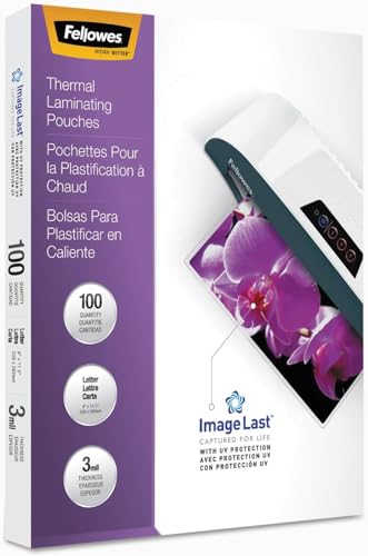 52454 Fellowes Imagelast Laminating Pouches with Uv Protection, 3 Mil, 9 inch X 11.5 inch, Clear, 100/pack