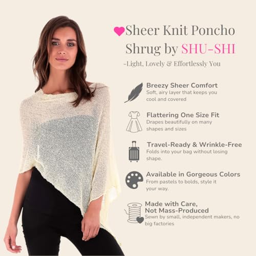 Image of SHU-SHI Womens Sheer Knit Poncho Shrug Lightweight Cover Up One Size Fits Most