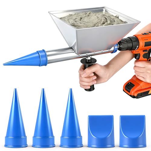 Lanties Electric Mortar Caulking Gun Portable Cement Grouting Machine Reusable Mortar Pointing Gun with 5 Nozzles for Walls Bricks Floors (Not Include Electric Drill)(Blue)