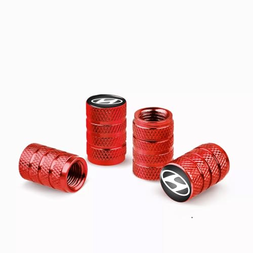 Image of CONTACTS Compatible with Hyun-dai 4pcs Red Car Tire Valve Stem Caps, Universal Wheel Air Dust Covers, Aluminum Tyre Rim Ventil Accessories