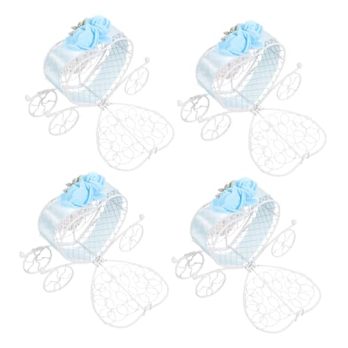 Alipis Boîte à Dragées Carrosse Citrouille 12X8X3 CM Lot de 4 Boîtes en Fer pour Décoration Centre de Table Fête Anniversaire Mariage