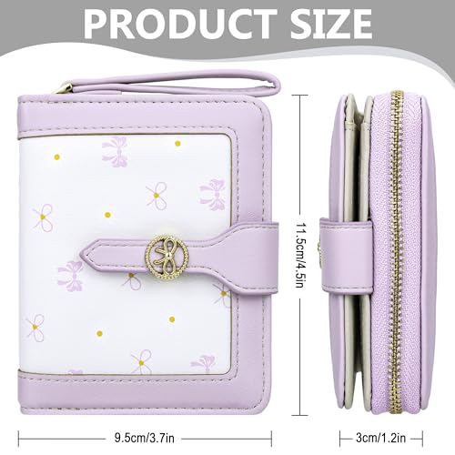 Image of Farcauo Womens Wallet Cute Small Wallets for Women Purple Coquette Bow Women's Wallet Kawaii Card Wallets for Women Ladies Bow Stuff