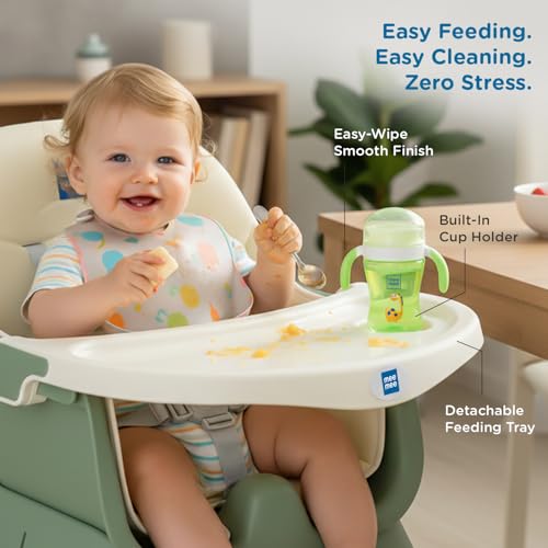 Image of Mee Mee Little Scholar Baby High Chair for Baby Feeding, 5-in-1 Convertible Kids Feeding Chair Compact Fold with High Adjustable, Play Chair Booster, Travel Friendly, 0.5 to 3 Years Kids (Green)