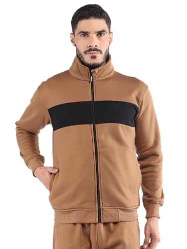 Image of CHKOKKO Fleece Men Winter Sports Running Zipper Collared Neck Stylish Jacket