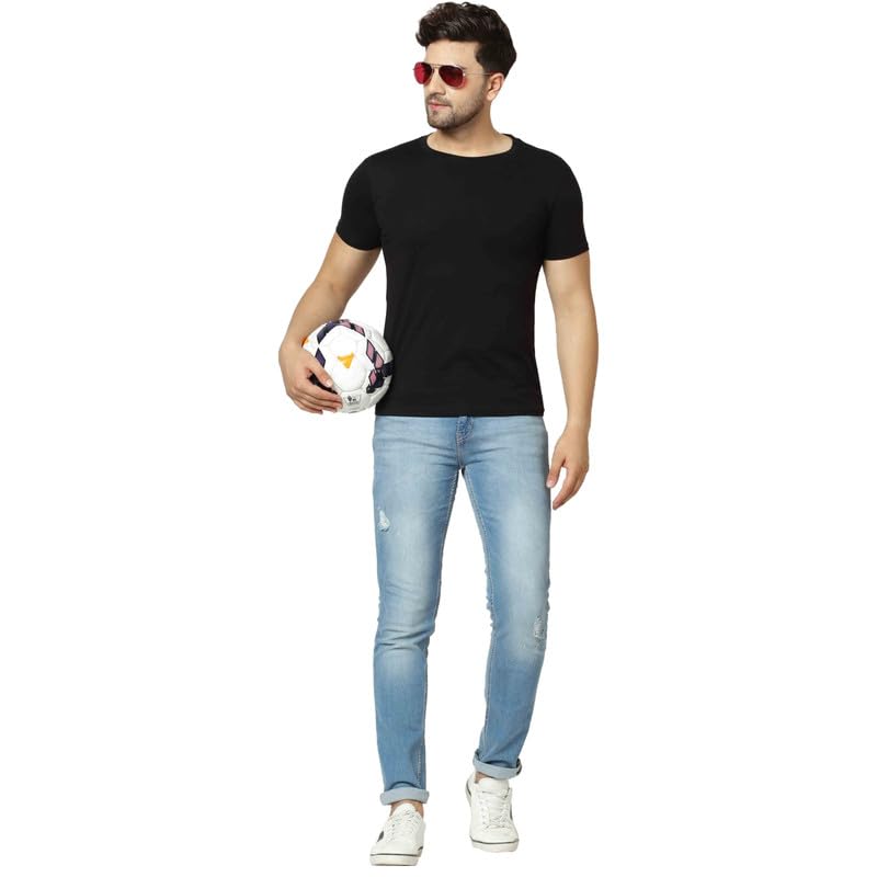 Image of London Hills Solid Cotton Blend Half Sleeve Regular Men Round Neck Tshirts | T Shirt For Man | Tshirt | Shirts Men | Tshirt For Man | T-shirt | T-shirts | Stylish | Gym Wear For Workout | MultiColored