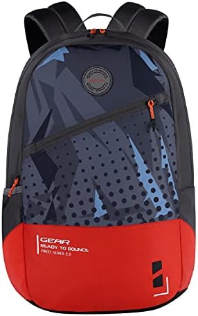 Gear Bounce 27L Medium Water Resistant School Bag/Casual Backpack/Daypack/College Bag for Men/Women (Grey-Orange)
