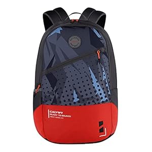 Gear Bounce 27L Medium Water Resistant School Bag/Casual Backpack/Daypack/College Bag for Men/Women (Grey-Orange)
