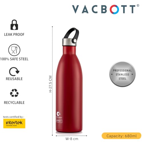 Image of CLAY CRAFT VACBOTT Mezo Double Walled|18 Hours Hot and 24 Hours Cold Vacuum Insulated|Flask Bottle 680ML, 1-Piece Bottles for Travelling|BPA-Free|Leak Proof|BIS Certified|1Year Limited Warranty