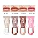 4Pcs Hydrating Lip Gloss Set, Mini Lip Balm Pack, High Shine Glass Finish Lip Moisturizing Plumping Lip Gloss Shiny Jelly Liquid Lipstick for Women