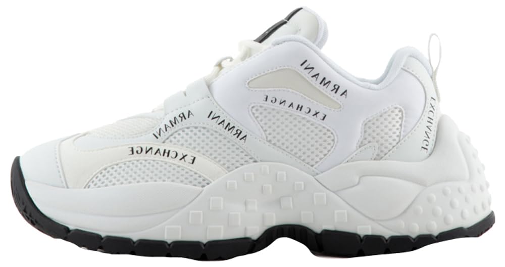 Armani Exchange Women's Vedder, Multi Logo Trainers, Op White Op White, 8.5 UK