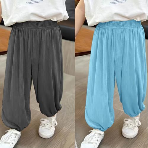 2 Pack Boys Girls Summer Pants Modal Comfort Outdoor Athletic Anti-Mosquito Pants Elastic Waist Joggers Lightweight2