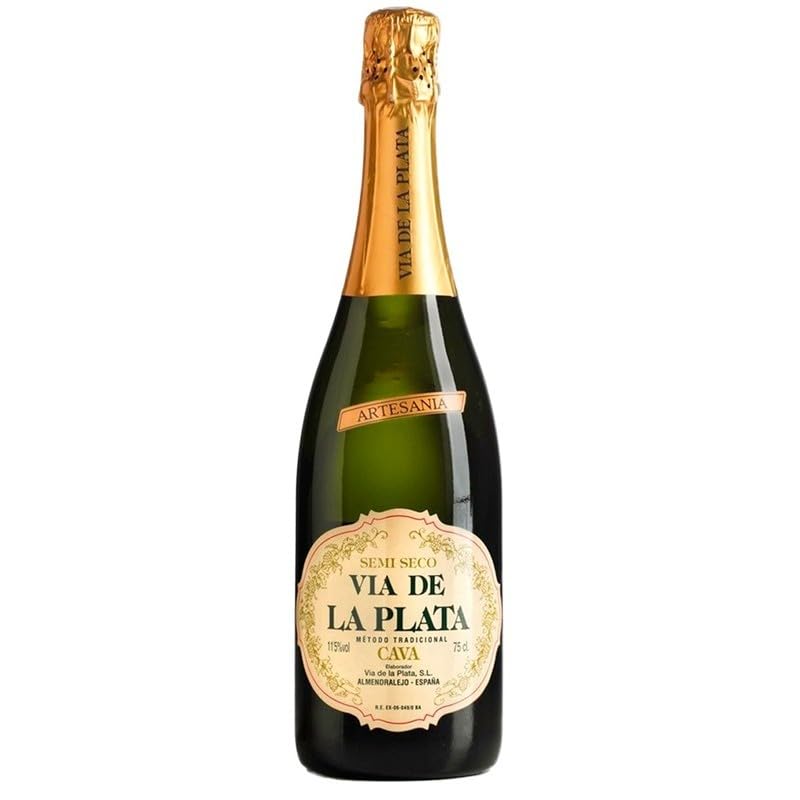 Cava Vía de la Plata Semiseco espumoso tradicional de Macabeo y Parellada con crianza en rima, notas afrutadas y equilibrio entre dulzor y frescura