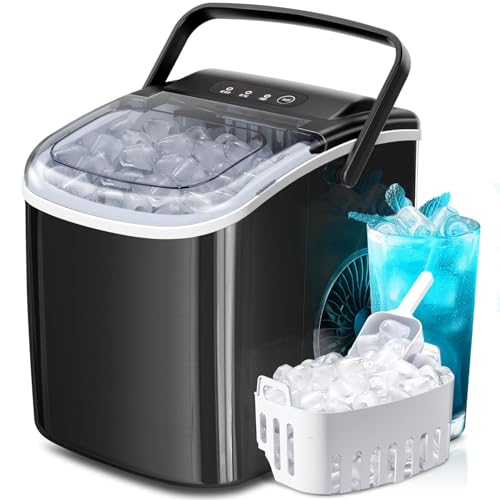 Countertop Ice Maker Machine with Handle, Portable Maker, 27lbs/2...