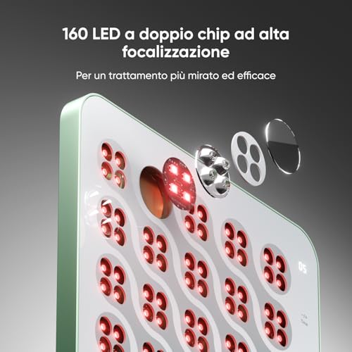 Lampada a Infrarossi Pannello Terapia Luce Rossa Viso e Corpo, 160 LED Doppia Lunghezza d’Onda (630 nm + 850 nm), Timer Integrato, 4 Livelli Intensità, Supporto e Occhiali Inclusi - Illuminazione - Immagine 5