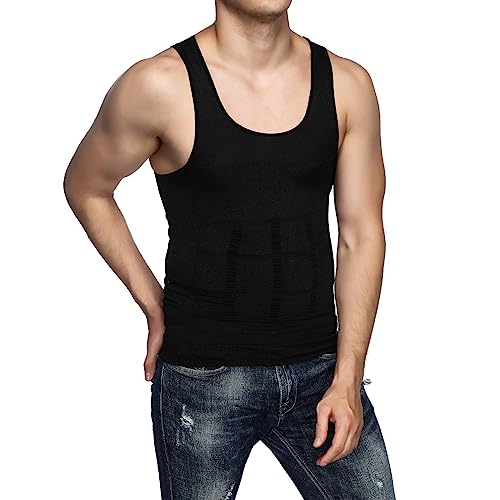 Odoland 5 Pack Men's Compression Shirt Short Sleeve Vest Set, Body Shaper Shapewear Tank Top Base Layer for Sport4