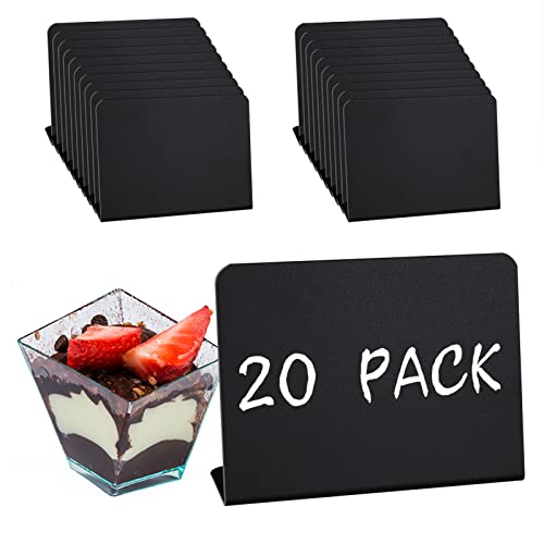 Fuyamp 20 Pcs Mini Chalkboard Signs Small Black Chalkboard Signs for Labeling Table Top Menu Blackboard with Base Message Tabletop Board for Food Pricetags Weddings Party Bakery 10 x 7.5cm