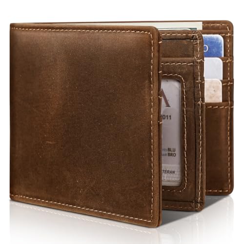 Image of Artpaxy Mens Wallet Bifold Genuine Leather RFID Blocking Wallet for Men with 1 ID Window 13 Card Holders 2 cash pockets 1 Gift Box