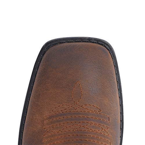 Shesole Women's Fashion Western Cowgirl Cowboy Boots Wide Square Toe Mid Calf Brown Us Size 10 #TOP4