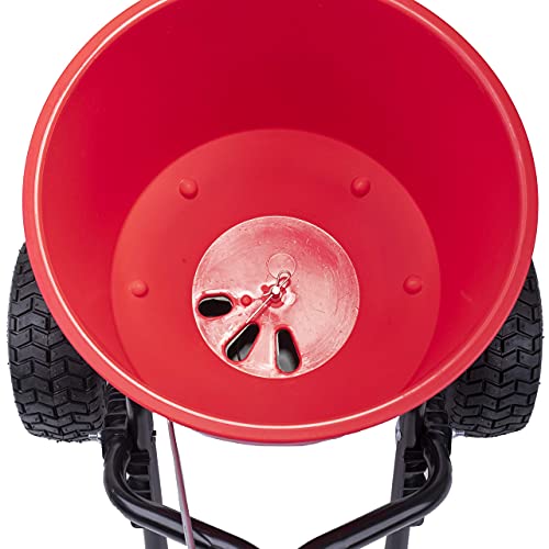 EarthWay 2600A-PLUS Fertilizer Spreader, 40lb Hopper Capacity, Red, Durable, All Terrain Pneumatic Tires, Rust-Proof Polypropylene, Epoxy Coated Steel Frame